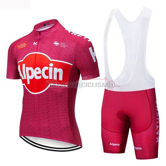 Abbigliamento Ciclismo Katusha Alpecin Manica Corta 2019 Rosso